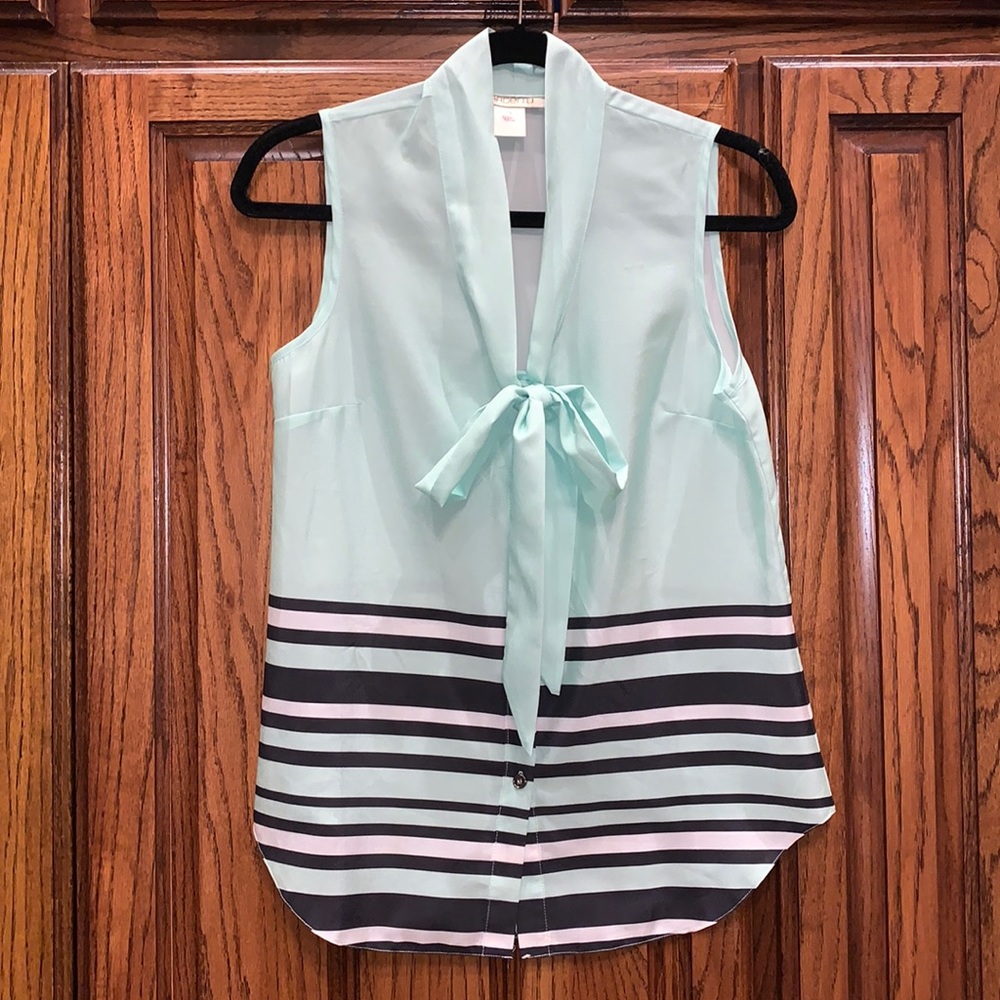 Arden B mint striped button down blouse